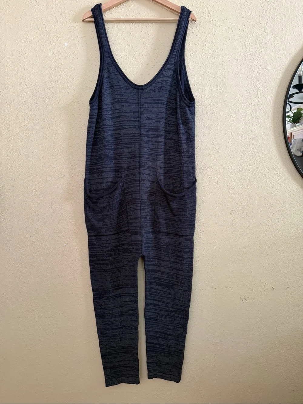 FP Beach x Free People | Navy Heathered Knit Romper Jumpsuit - Size XS